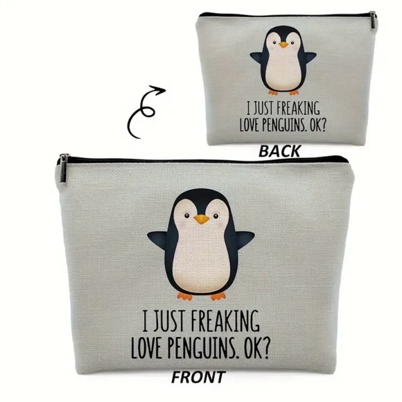 PENGUIN MAKEUP BAGS  NEW CHOICE OF DESIGN  2 SIDED ZIPPER TOP 4 DESIGNS - Picture 14 of 14